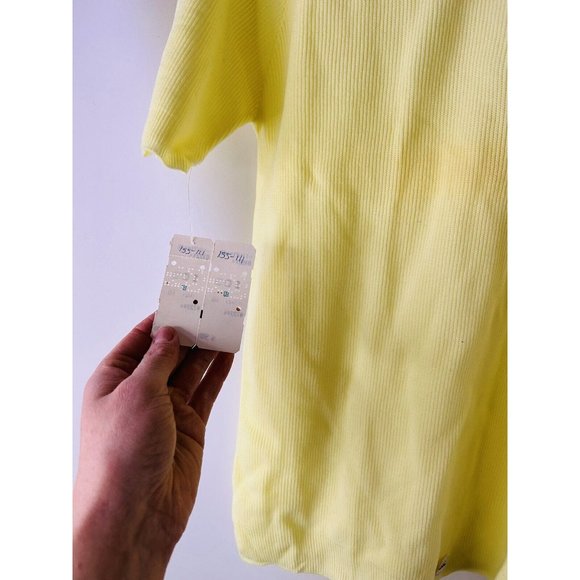NOS VTG 70s Ribbed Knit Blank Short Sleeve T Shirt Blouse Yellow - Picture 3 of 6